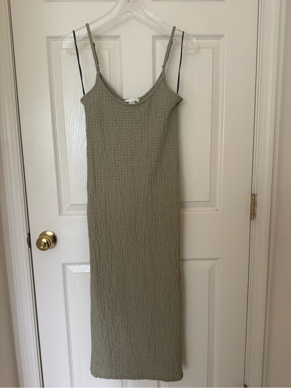 H&M Textured Khaki Midi Dress
